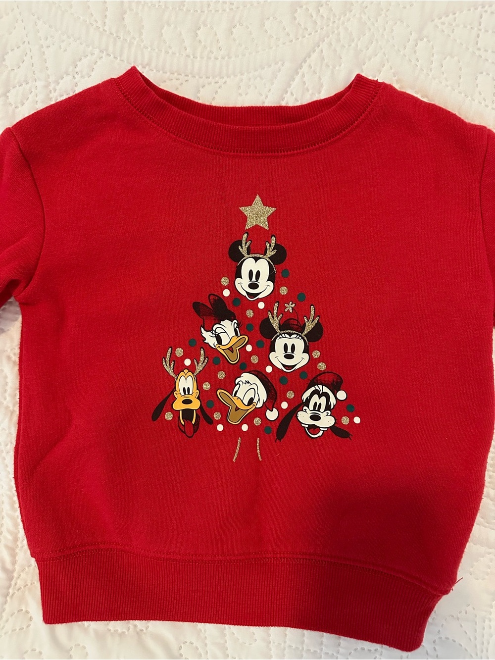 Disney Red Kids Holiday Sweatshirt with Character Tree